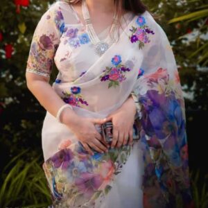 Chanderi silk sharee with blause pcs (SS-008)