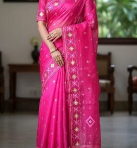 Half Silk Jamdani Print Saree (SS-009)