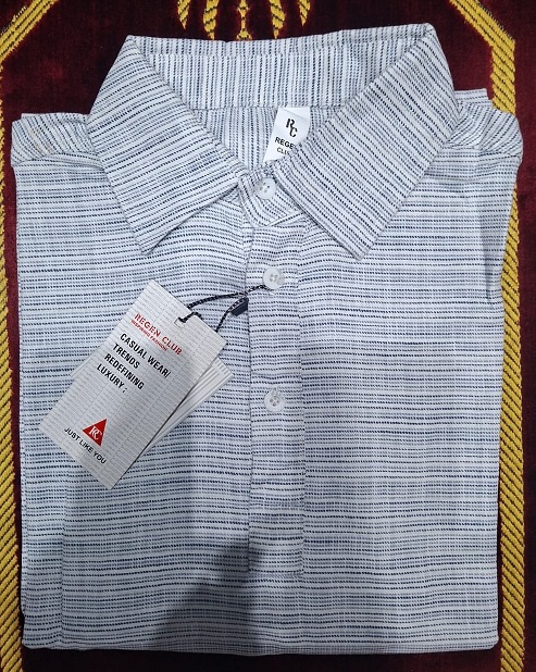 S-103 Men Shirt Top Fashion Premium Grey Half Placket with Long Sleeves. - Image 2