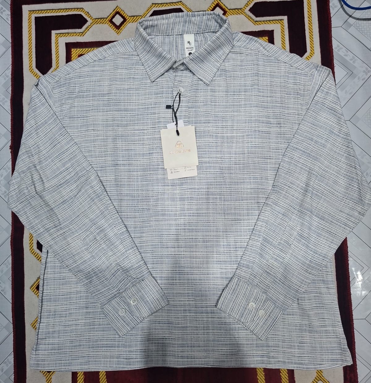 S-103 Men Shirt Top Fashion Premium Grey Half Placket with Long Sleeves. - Image 3